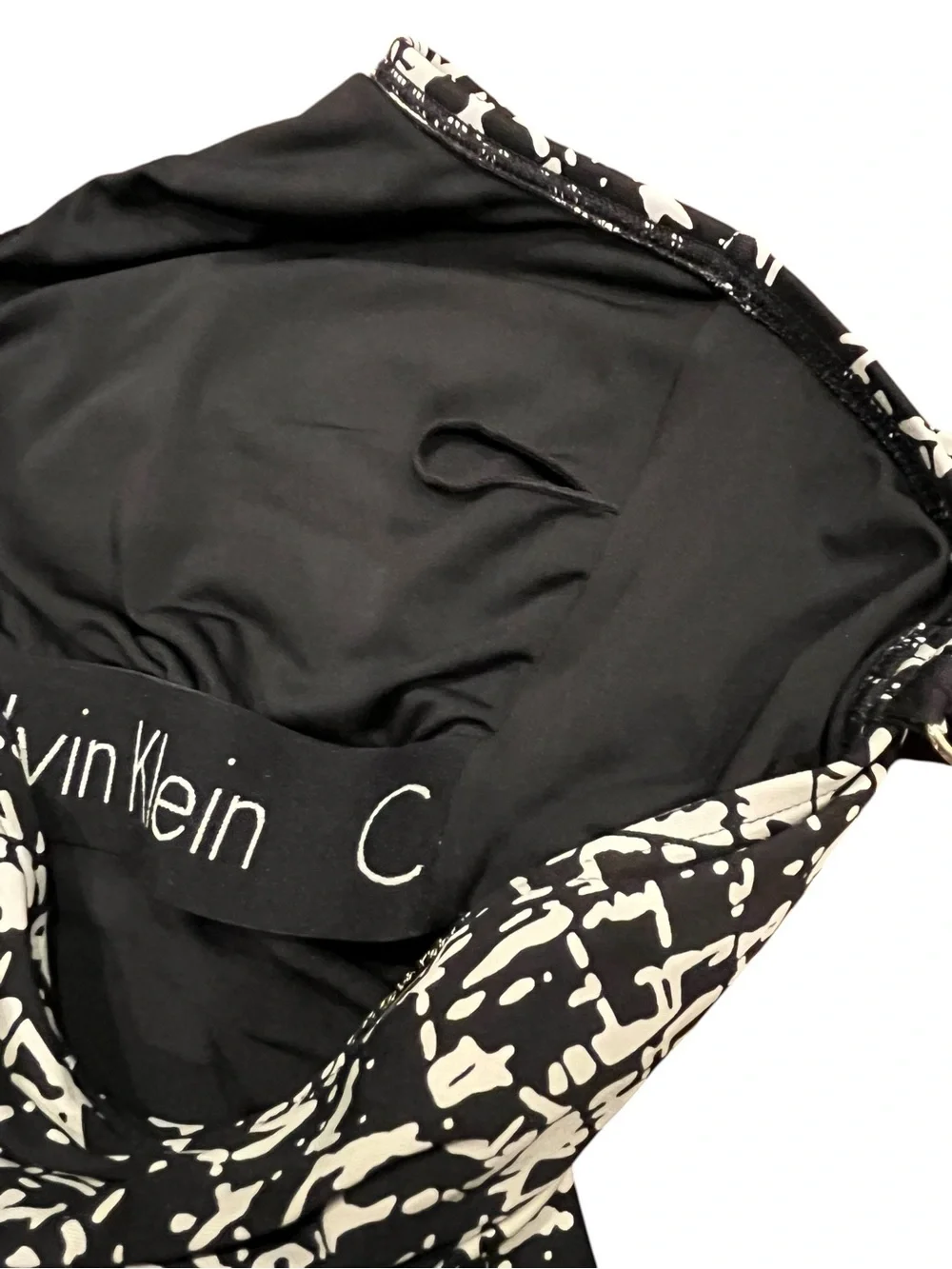Calvin Klein Black White Bathing Suit One-Piece Swimsuit Abstract Print Size 14